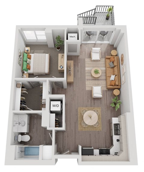 a floor plan of a 1 bedroom apartment at the residences at silver hill in suitland,